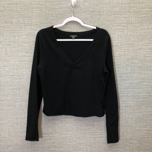 Wild Fable Long Sleeve Cropped Black T Shirt XL